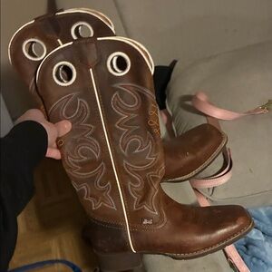 Justin Boots Brown Leather Pull-On Western Cowboy Boots